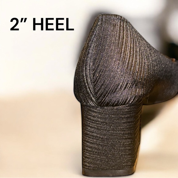 Elegant Black Formal Organza Bow Satin Textured Block Heel Evening Pumps Shoes - Picture 7 of 9